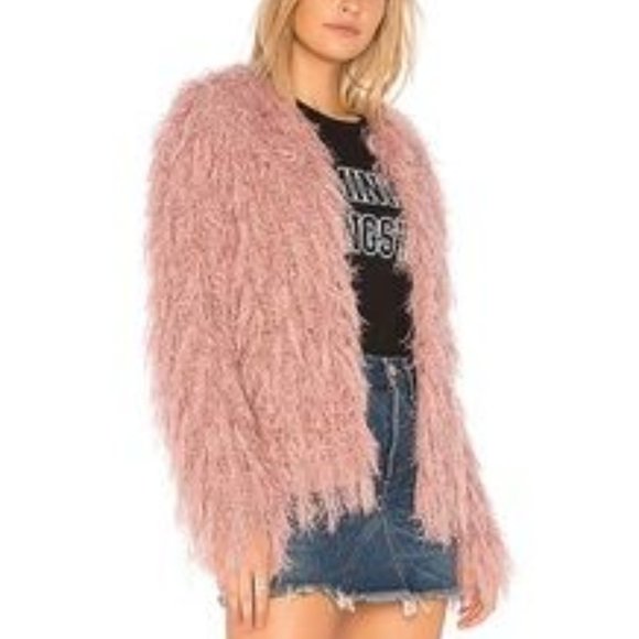 J.O.A Shaggy Fuzzy Fluffy Pink Cardigan - Picture 3 of 11